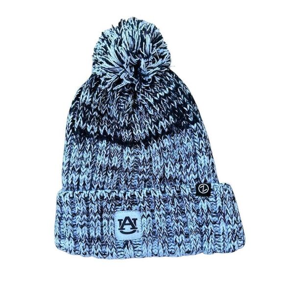 Auburn Tigers Zephyr Knit Pom Beanie Hat Unisex Black Winter Casual - Picture 1 of 2